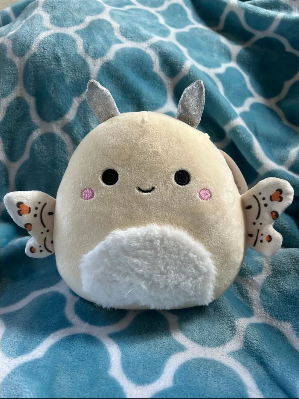 Berit Squishmallows Moth Plush with Silver Ears and Pink Cheeks